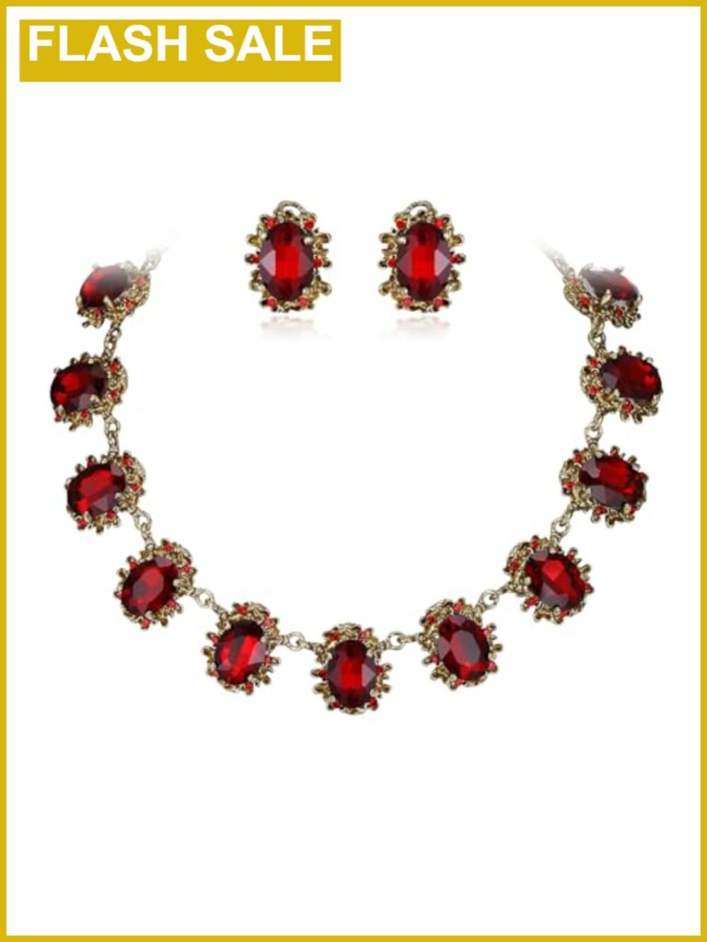 Victorian Floral Crystal Jewelry Set Necklace & Earrings for Women Party Prom